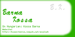 barna kossa business card